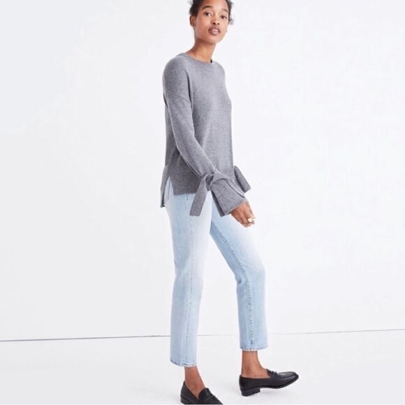 NWT Madewell Gray Tie Cuff Sweater Sz S - Picture 2 of 5